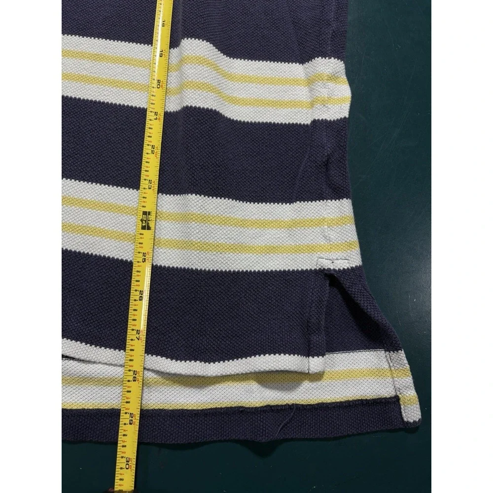 Vintage Polo Ralph Lauren Polo Shirt Men Large Blue Yellow Striped Cotton Pique